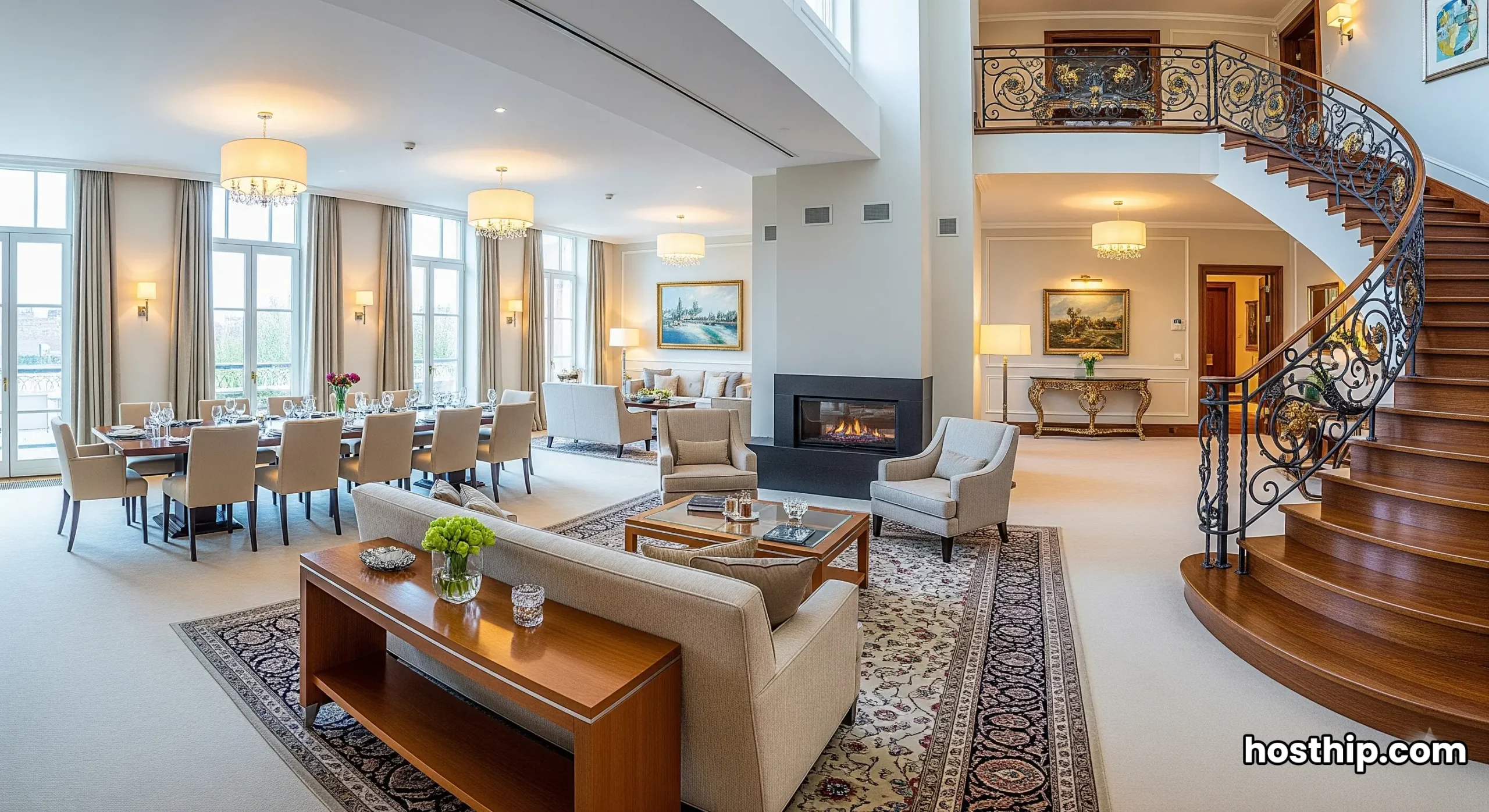 The spacious main lounge of the three-bedroom Diplomatic Suite at Burj Al Arab, the best option for family bookings.