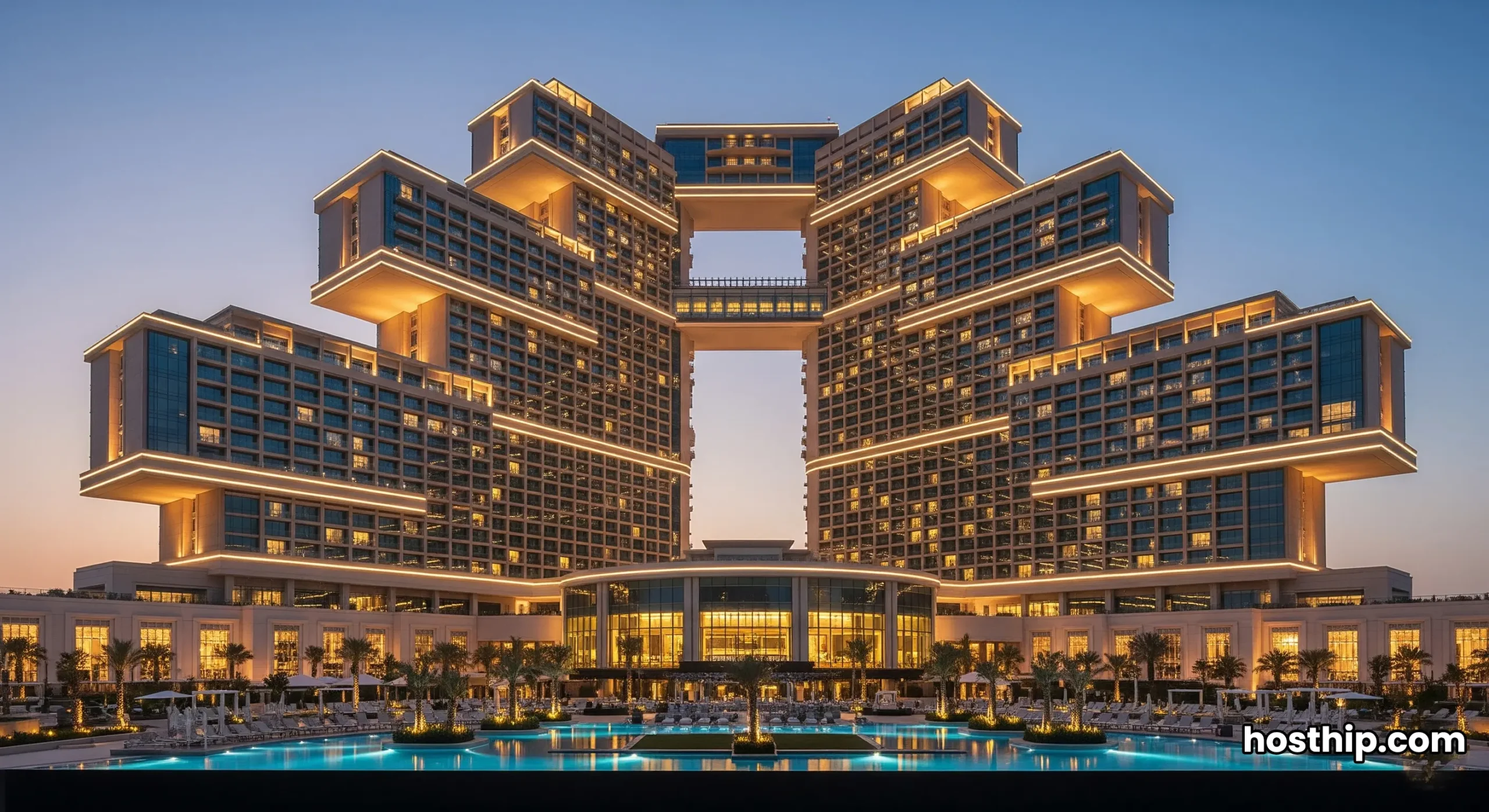 The stunning modern architecture of Atlantis The Royal in Dubai, a key factor in its pricing and value-for-money analysis.