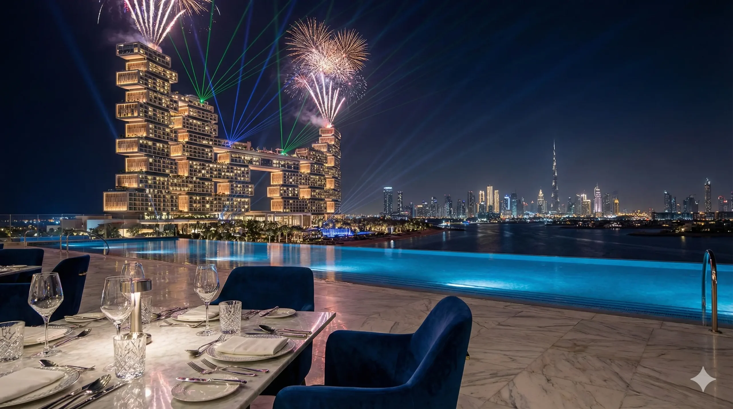 Fireworks over Atlantis The Royal during the New Year's Eve Gala Dinner.