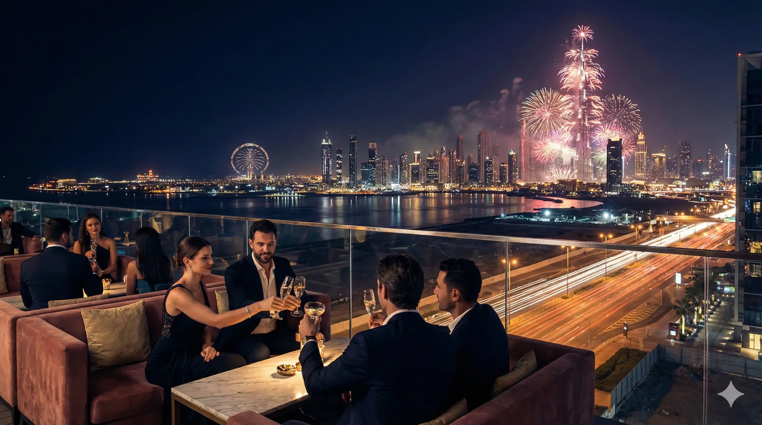 View of Burj Khalifa fireworks from Dubai Design District d3.